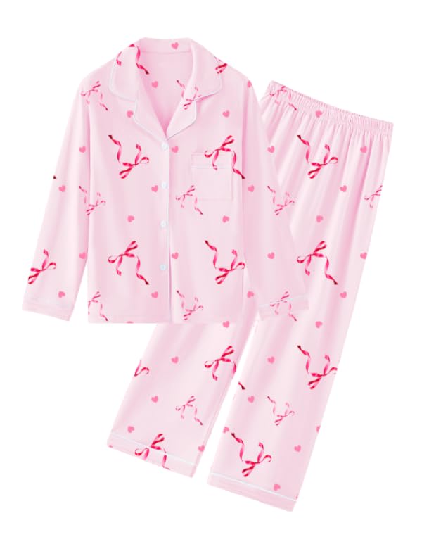 QZH.DUAO Girls Women Pajamas Set Cotton Long Sleeve Top Pjs 5Years-L