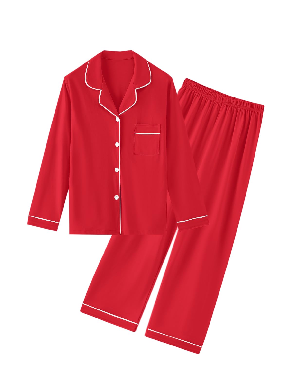 QZH.DUAO Girls Women Pajamas Set Cotton Long Sleeve Top Pjs 5Years-L