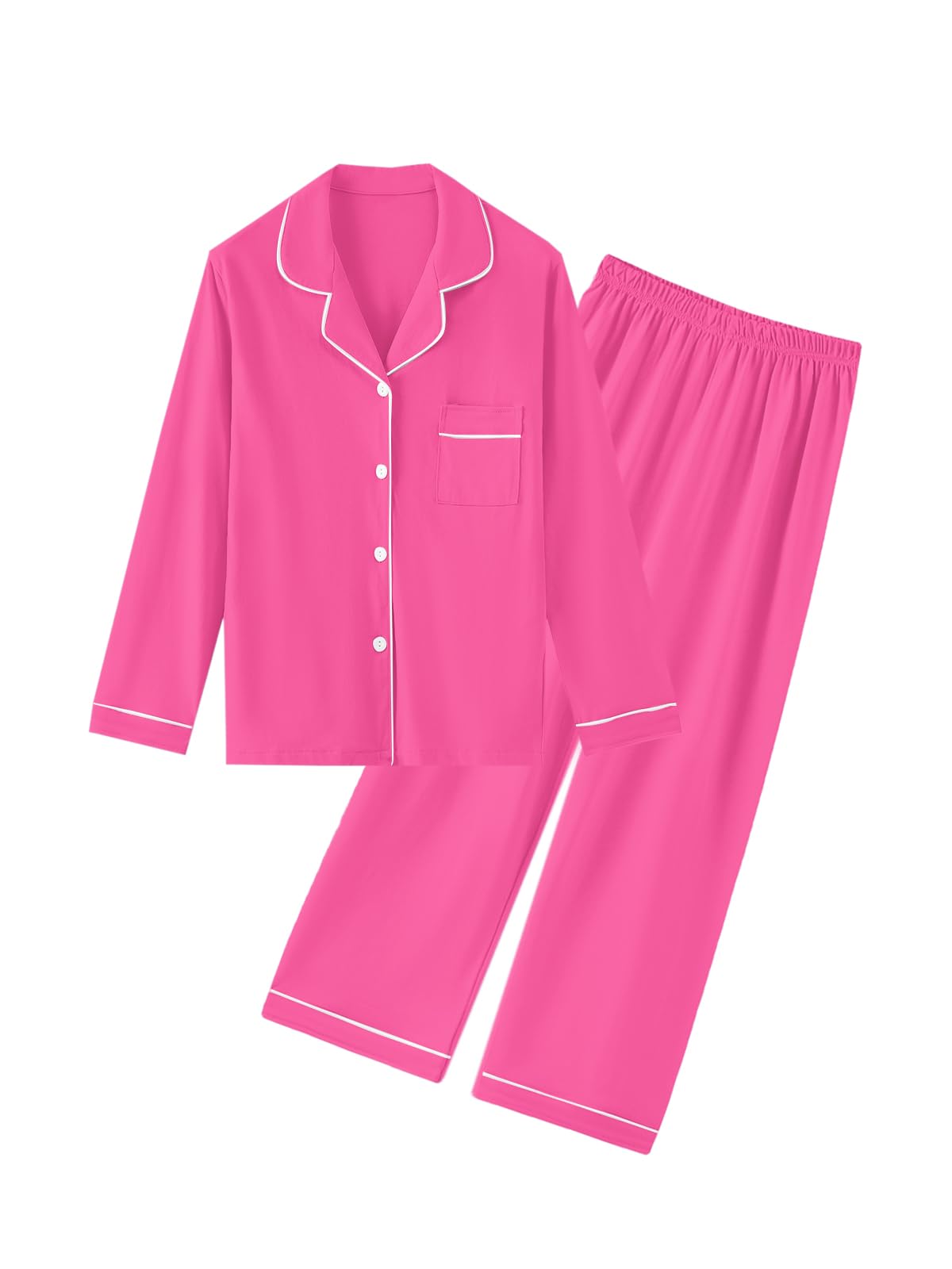 QZH.DUAO Girls Women Pajamas Set Cotton Long Sleeve Top Pjs 5Years-L