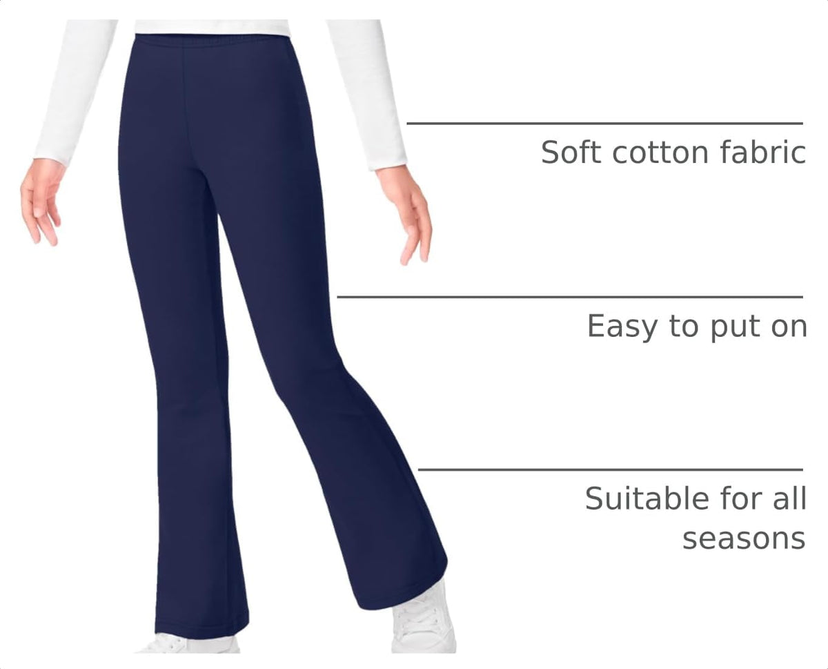 KEREDA 3 Pack School Uniform Pants for Girls Flare Bell Bottoms Leggings