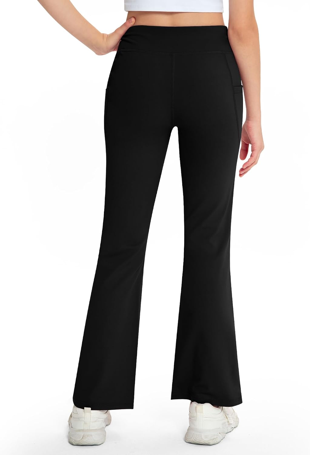 NORMOV Girls Flare Yoga Pants with Pockets,Bell Bottom Wide Leg Athletic Leggings for Teen Kids5-15 Years Old