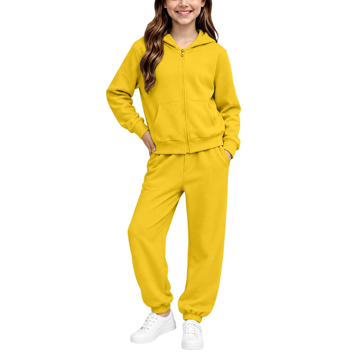 Girls Sweatsuit Fall Winter Kid Zip up Hoodie and Sweatpants Set 2-14 Years