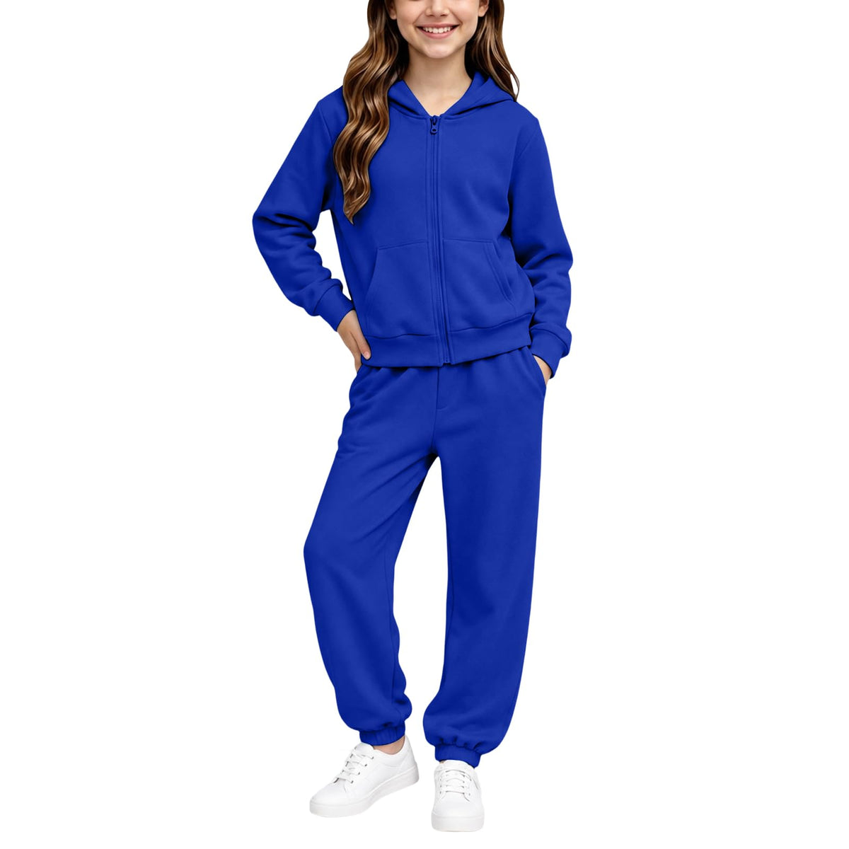Girls Sweatsuit Fall Winter Kid Zip up Hoodie and Sweatpants Set 2-14 Years