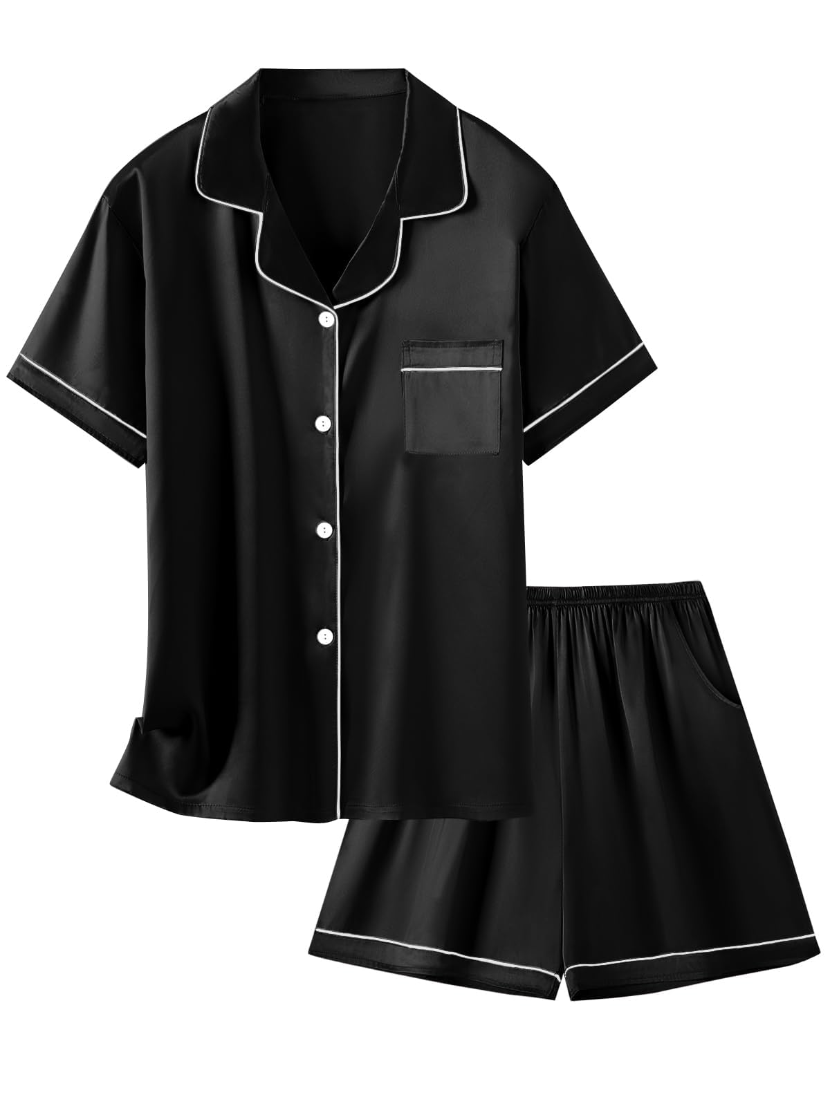 Girls & Womens Satin Pajamas Set, Silk Button-Down Sleepwear 2 Piece Nightwear, 3 Years - Women XXL