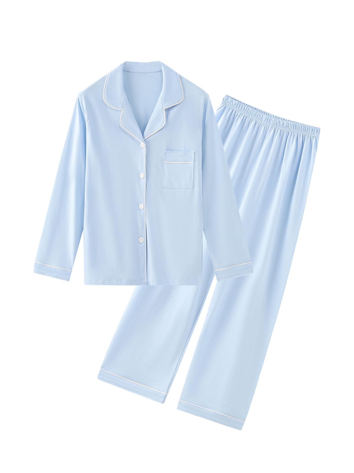 QZH.DUAO Girls Women Pajamas Set Cotton Long Sleeve Top Pjs 5Years-L