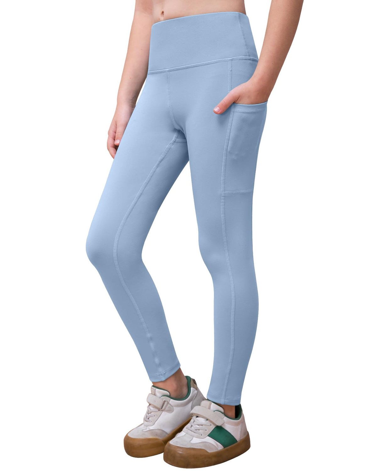 NORMOV Girls Flare Yoga Pants with Pockets,Bell Bottom Wide Leg Athletic Leggings for Teen Kids5-15 Years Old