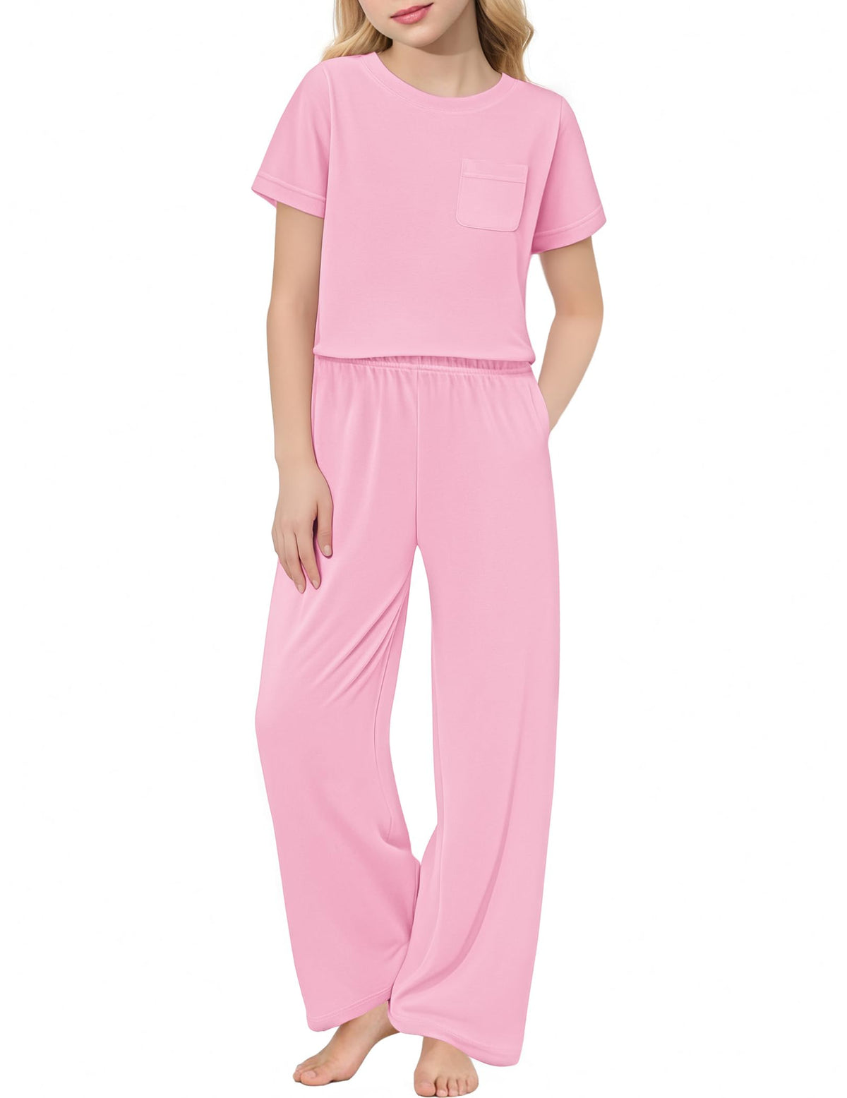 Arshiner Girls' Sleepwear Short Sleeve Long Pants Pajamas Sets Soft Pjs