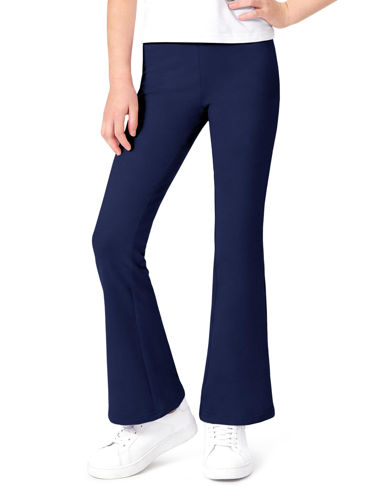 Auranso Girls Flare Leggings School Uniform Pants Kids Cotton Bell Bottoms