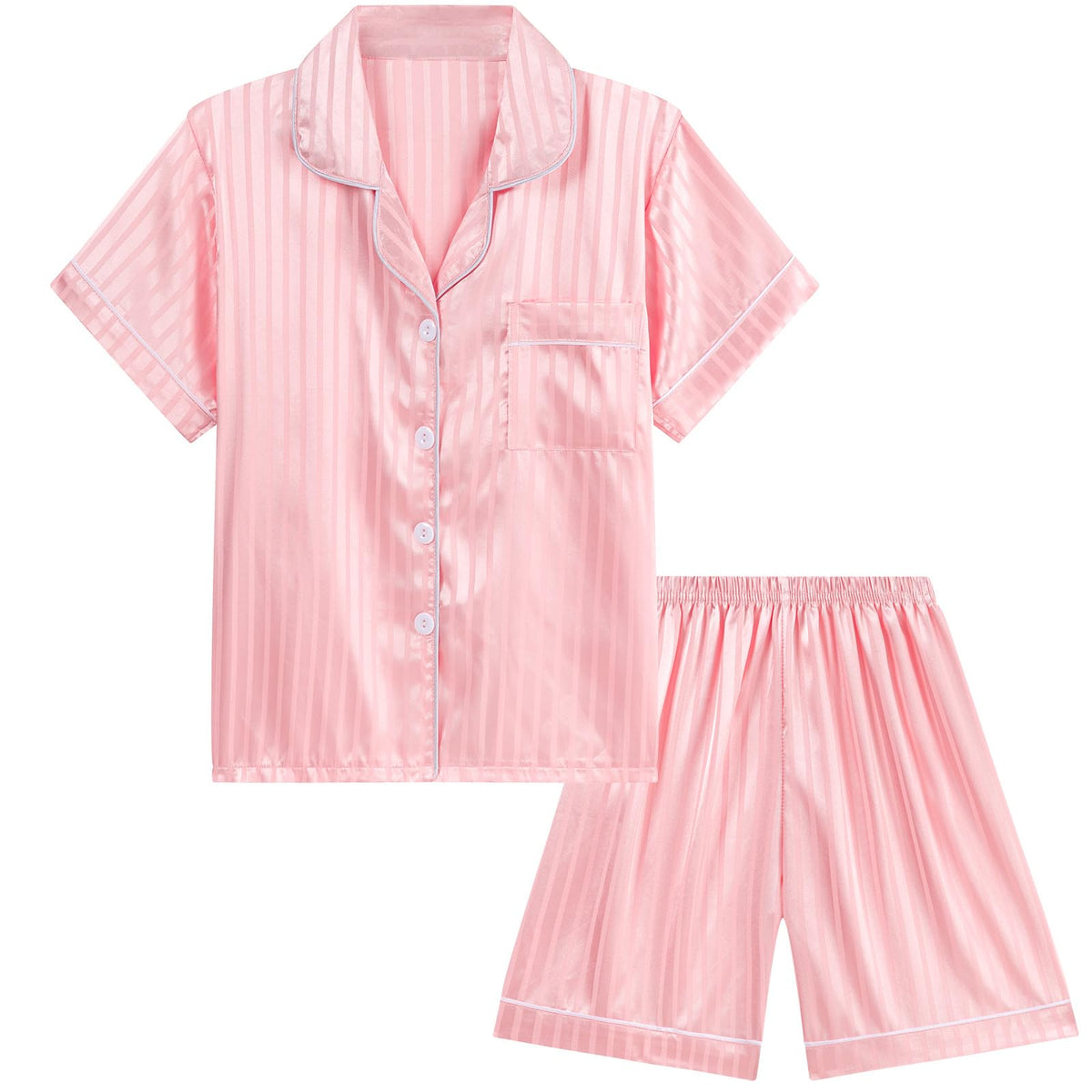 DIPUG Girls Pajamas Satin Pjs Short Sleeve Sleepover Party Gift