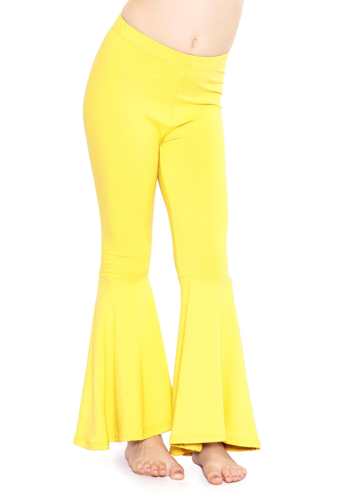 STRETCH IS COMFORT Girls Stretch Bell Bottoms Flare Pants Little | Big Kid Ruffle Bootcut Leggings | Sizes 2-14