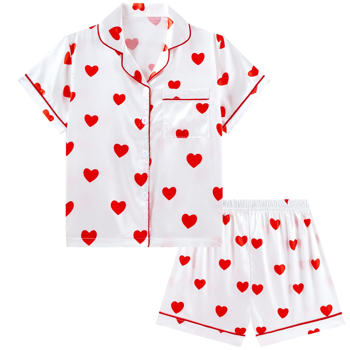 DIPUG Girls Pajamas Satin Pjs Short Sleeve Sleepover Party Gift