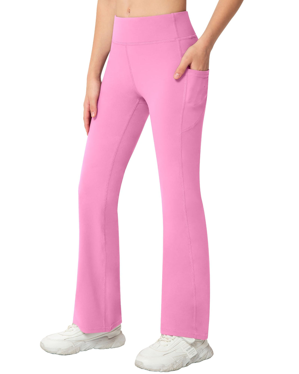 NORMOV Girls Flare Yoga Pants with Pockets,Bell Bottom Wide Leg Athletic Leggings for Teen Kids5-15 Years Old