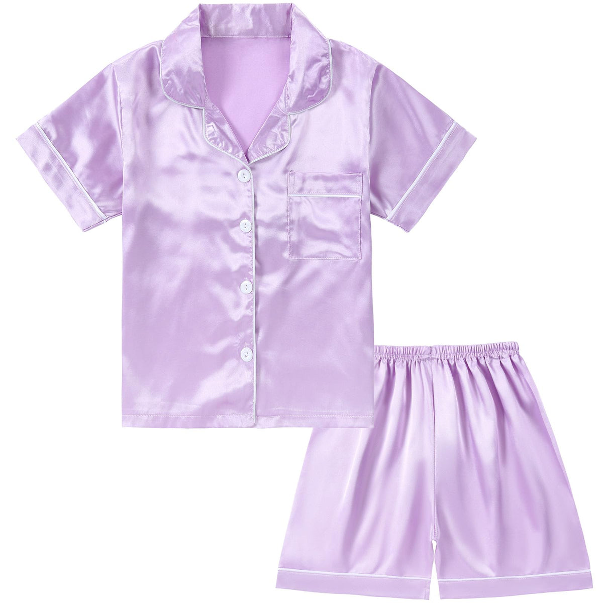 DIPUG Girls Pajamas Satin Pjs Short Sleeve Sleepover Party Gift