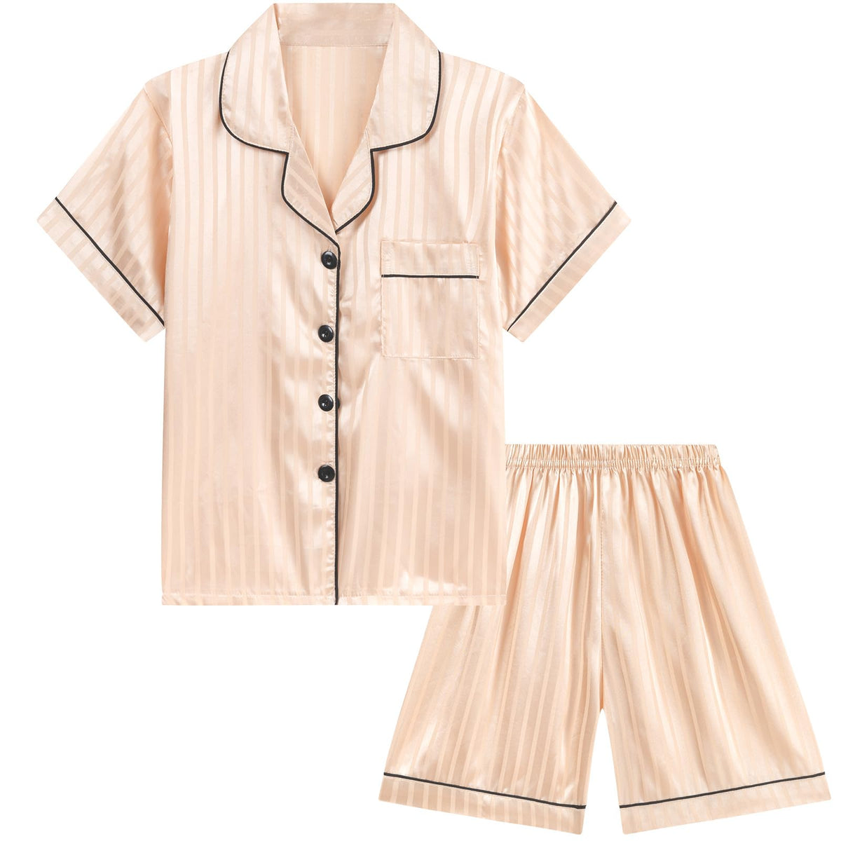 DIPUG Girls Pajamas Satin Pjs Short Sleeve Sleepover Party Gift