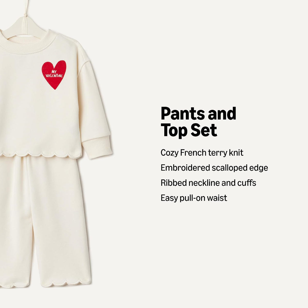 Amazon Essentials x Sofia Grainge Toddlers and Baby Girls' French Terry Sweatshirt Pant and Top Set