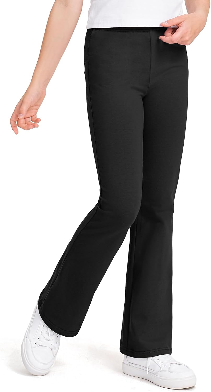 KEREDA 3 Pack School Uniform Pants for Girls Flare Bell Bottoms Leggings