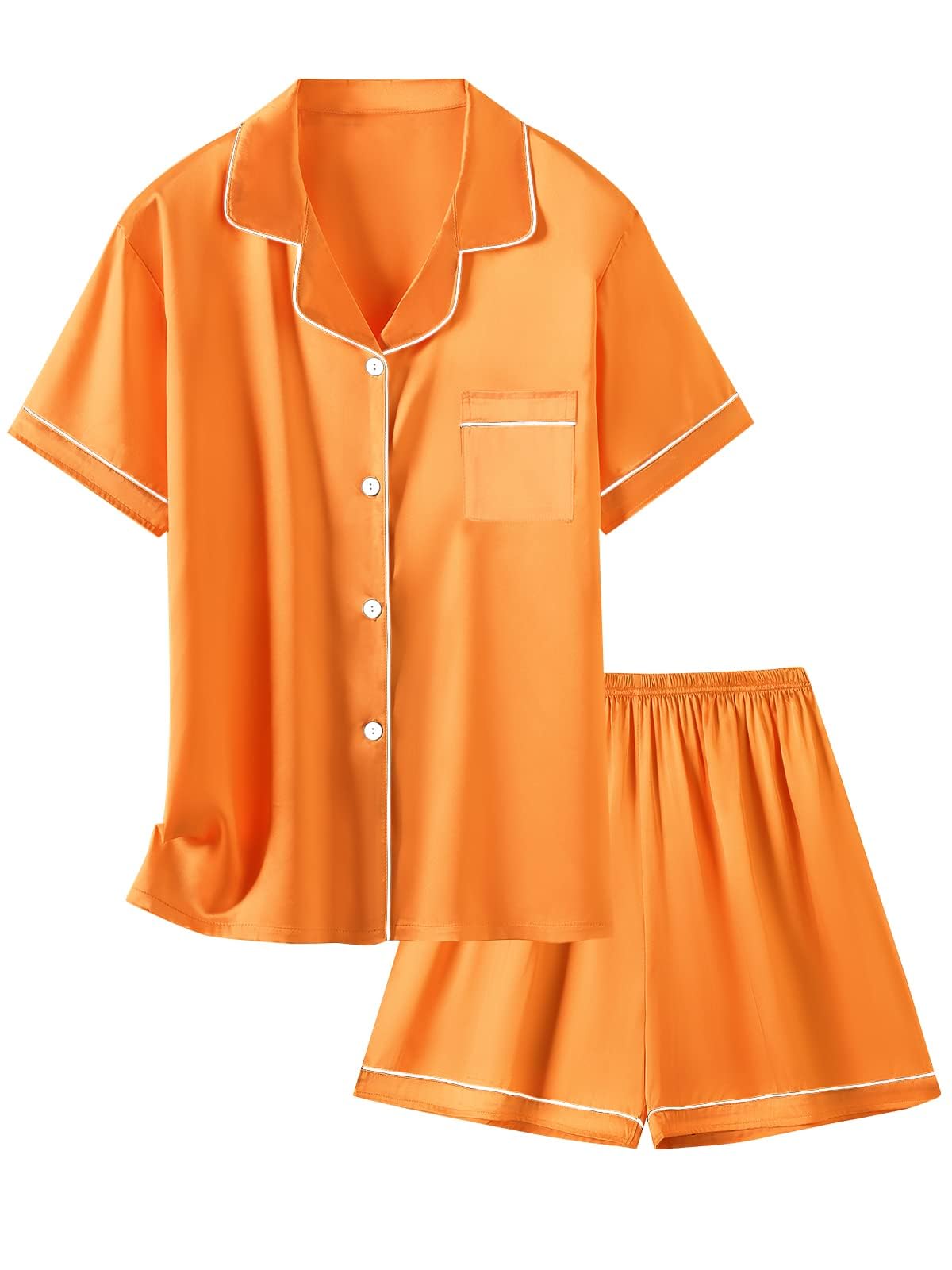 Girls & Womens Satin Pajamas Set, Silk Button-Down Sleepwear 2 Piece Nightwear, 3 Years - Women XXL