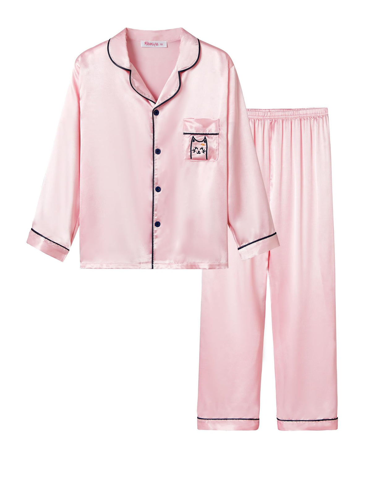 Topgal Girls Pajama Set, Coat Style Button Front, Size 6-16