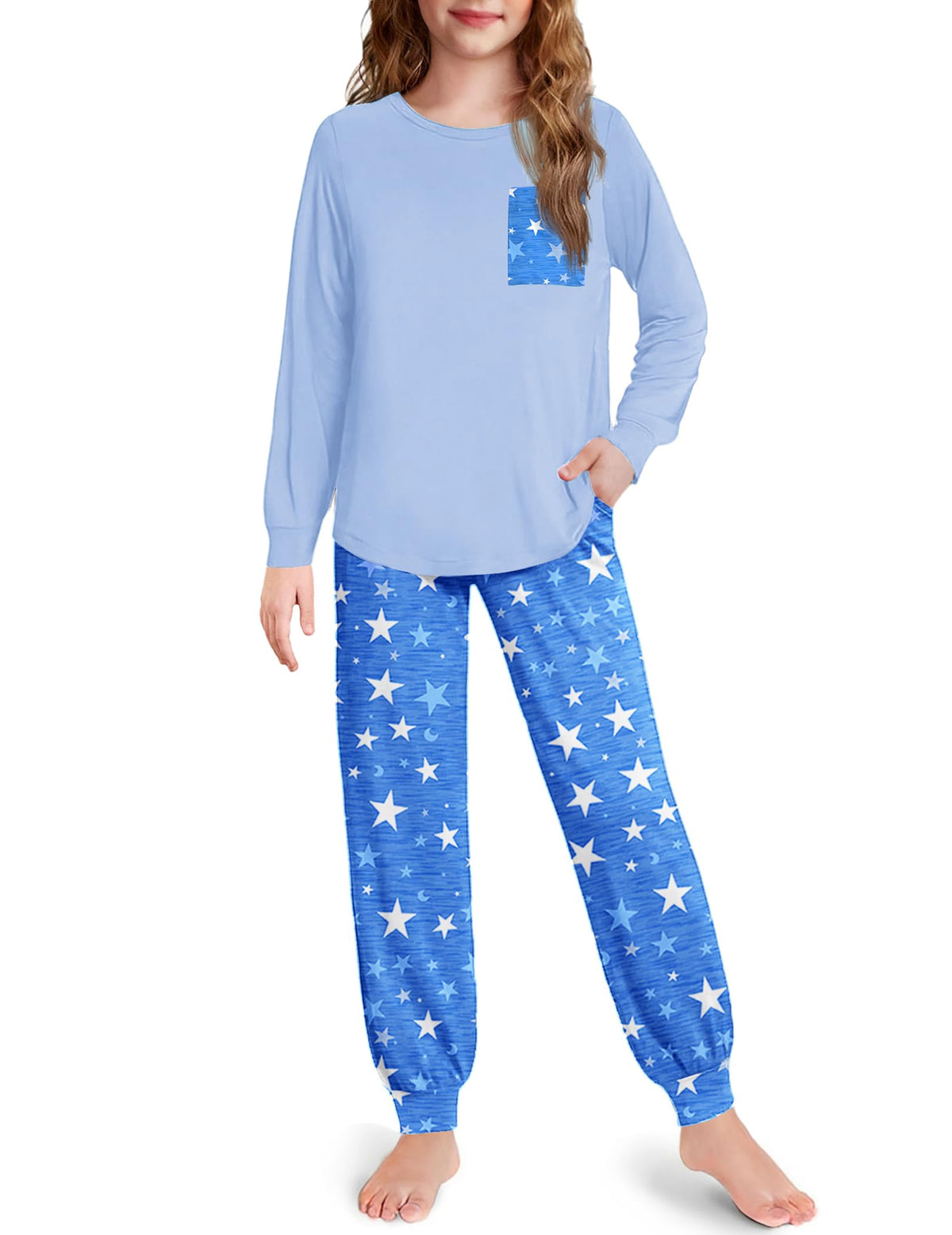 Arshiner Pajamas for Girls Long Sleeve Pjs Set Soft Ankle Cuff Sleepwear