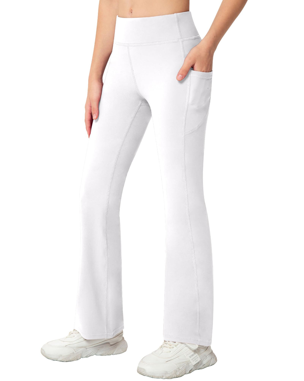 NORMOV Girls Flare Yoga Pants with Pockets,Bell Bottom Wide Leg Athletic Leggings for Teen Kids5-15 Years Old