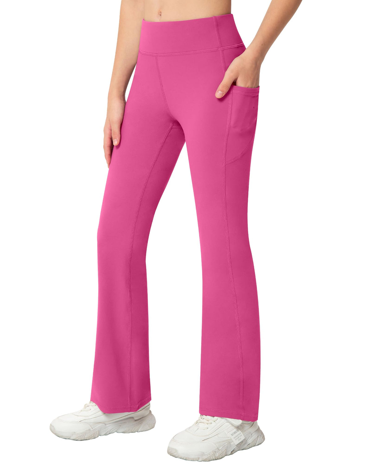 NORMOV Girls Flare Yoga Pants with Pockets,Bell Bottom Wide Leg Athletic Leggings for Teen Kids5-15 Years Old