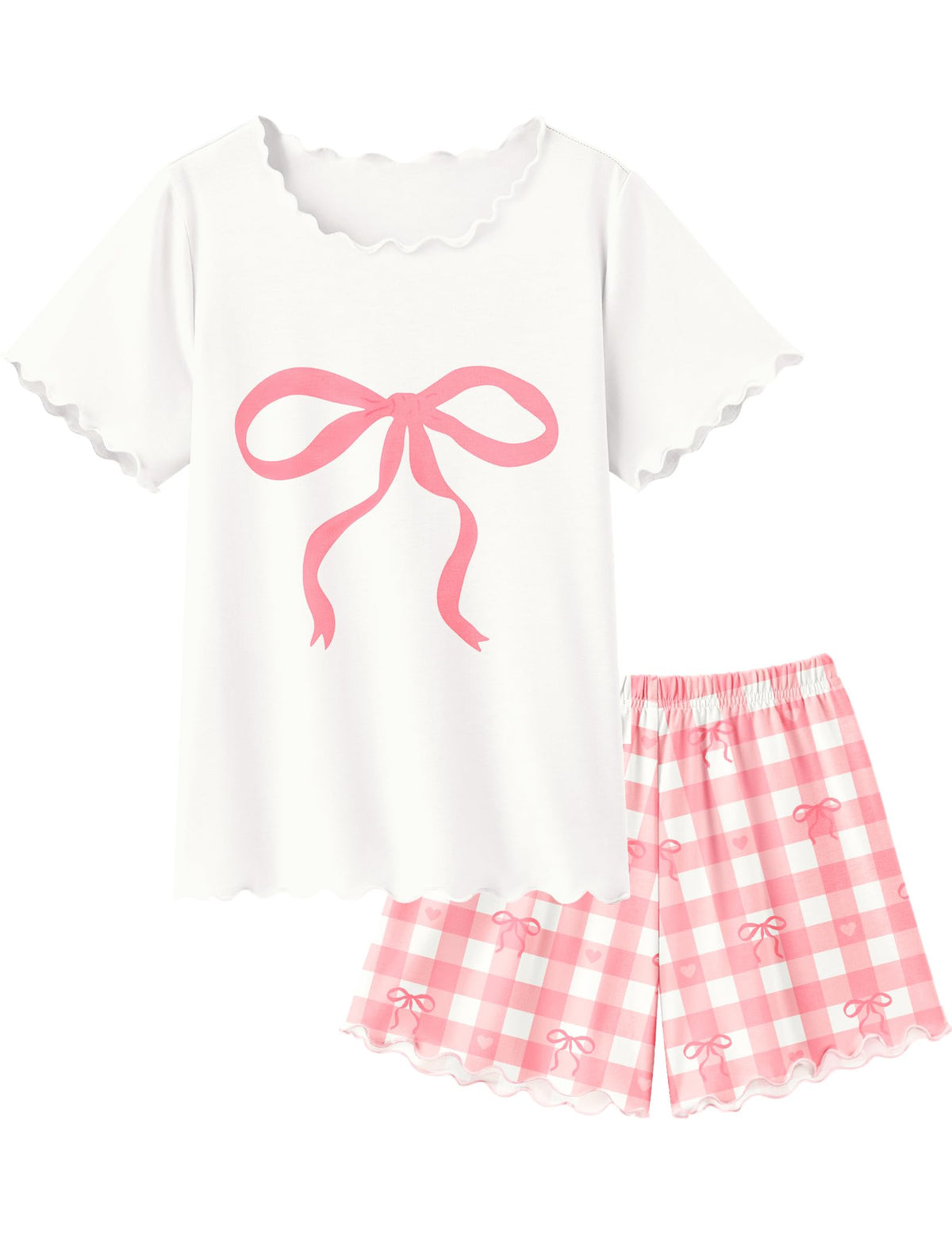 Arshiner Girls Pajamas Short Sleeve Lounge Set Soft Shirring Summer Pjs