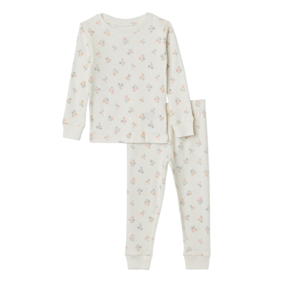 Amazon Essentials Girls' Snug-Fit Cotton Pajama Set, Long-Sleeve T-Shirt and Pants