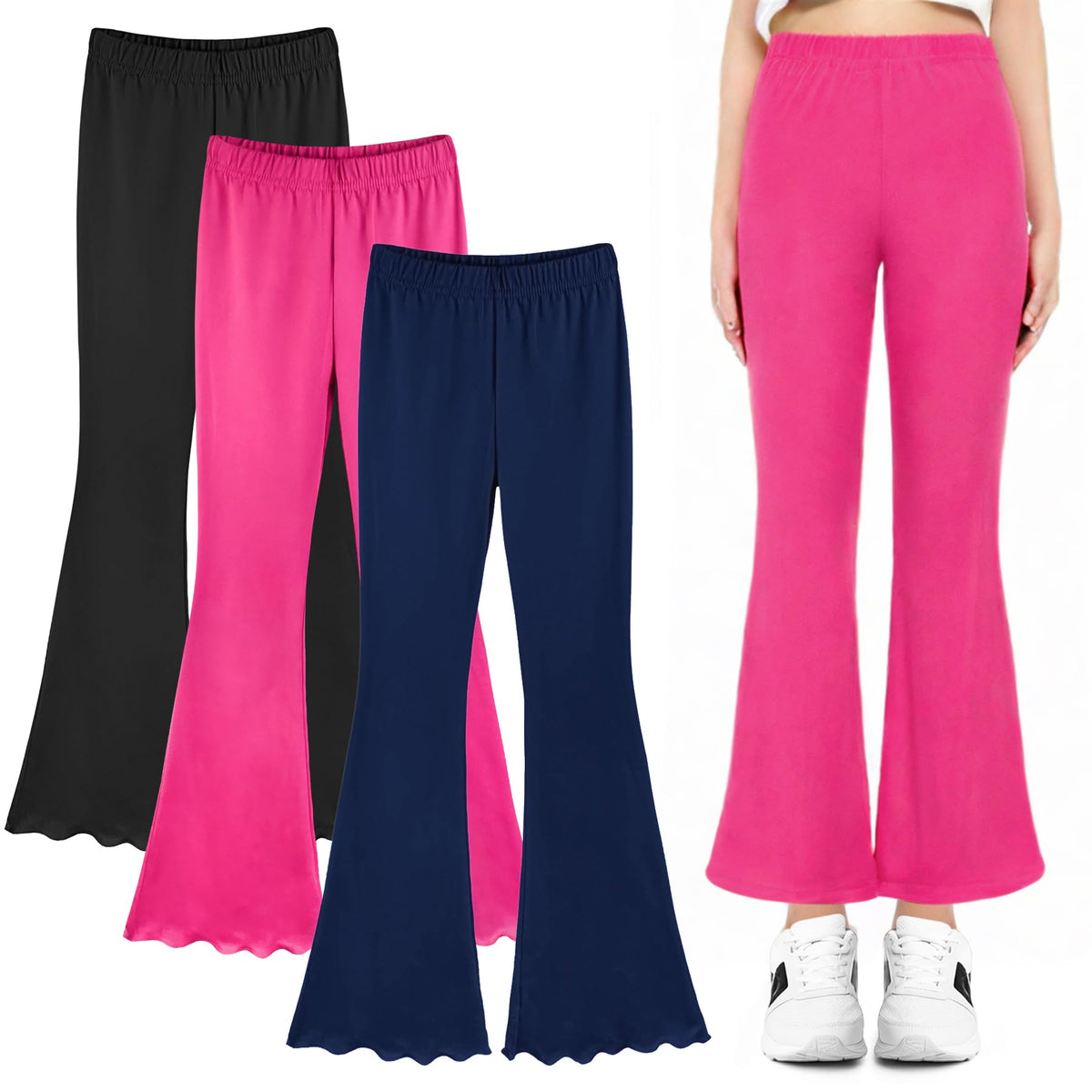 3 Pcs Girls Flare Leggings Mid Waisted Bell Bottom Yoga Pants