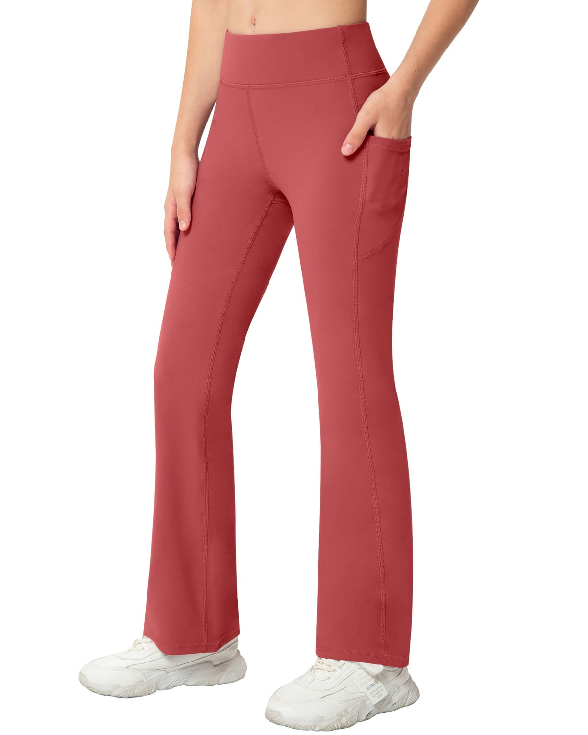 NORMOV Girls Flare Yoga Pants with Pockets,Bell Bottom Wide Leg Athletic Leggings for Teen Kids5-15 Years Old