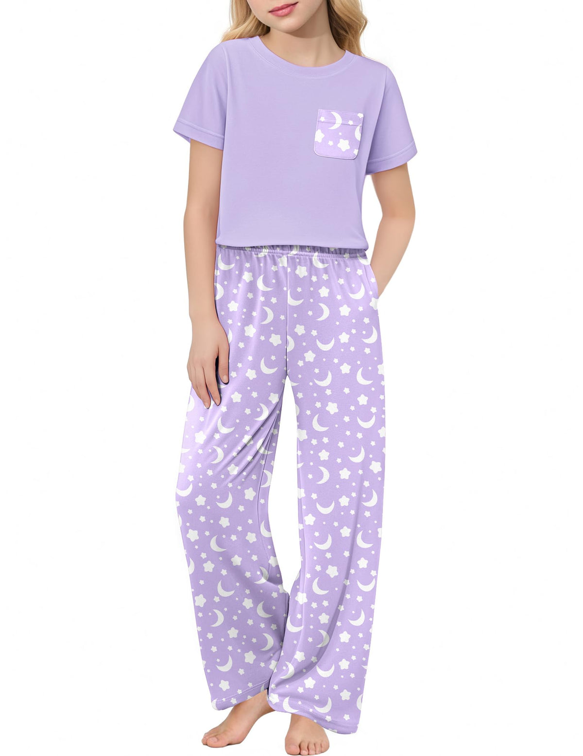 Arshiner Girls' Sleepwear Short Sleeve Long Pants Pajamas Sets Soft Pjs