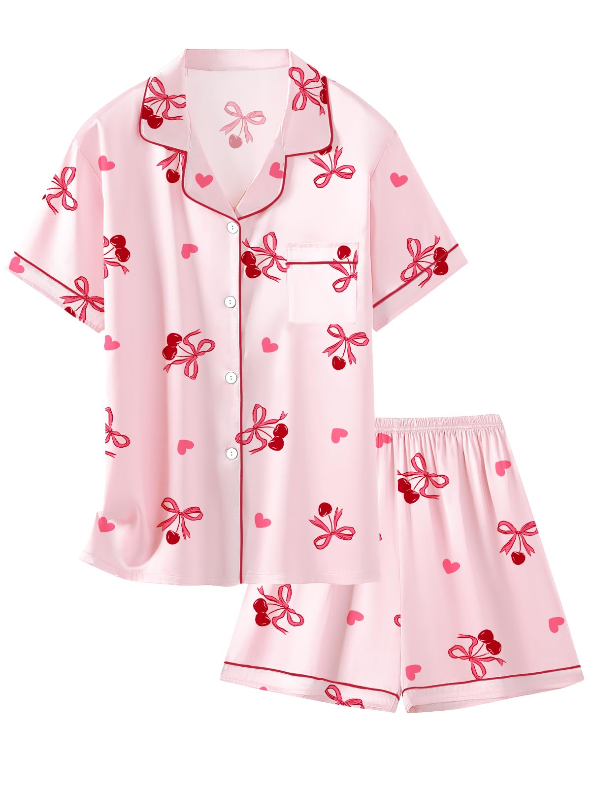 Girls & Womens Satin Pajamas Set, Silk Button-Down Sleepwear 2 Piece Nightwear, 3 Years - Women XXL