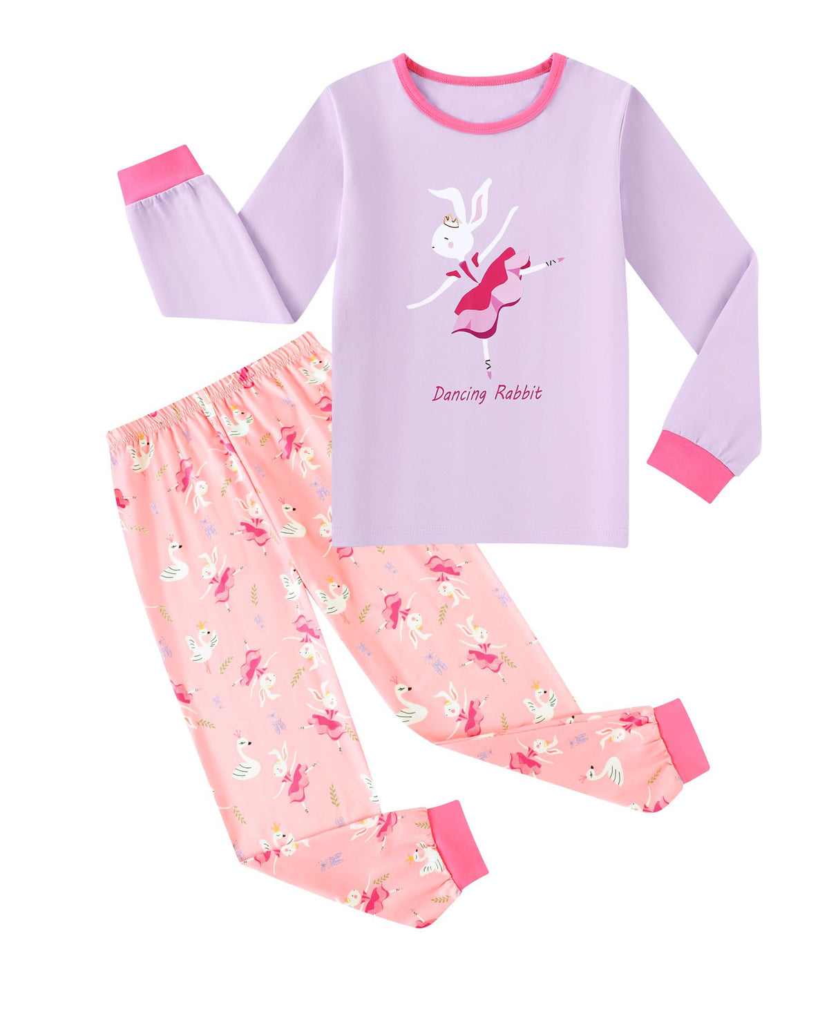 CARETOO Girls Pajamas Kids Cotton Pajama Sets 2-Piece Long Sleeve Pjs Comfy Girls Sleepwear for 4-12 Years