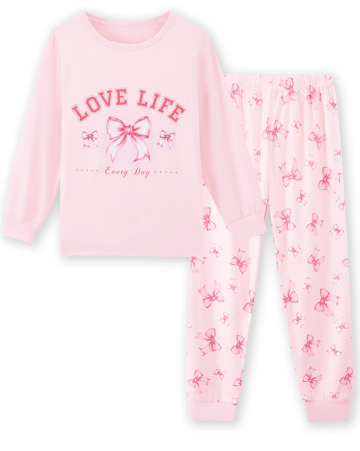 Mikrdoo Girls 2-Piece Pajamas Set Soft Long Sleeve Sleepwear 4-12 Years