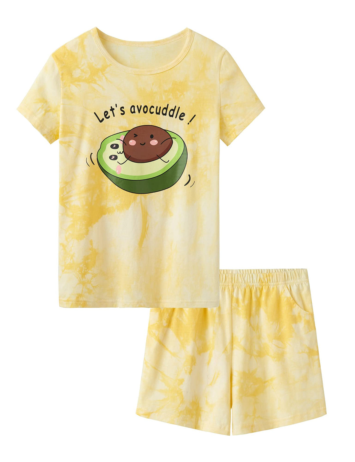 Beezizac Girls' Tie Dye Pajamas, 100% Cotton Sleepover Theme, Size 4T-18