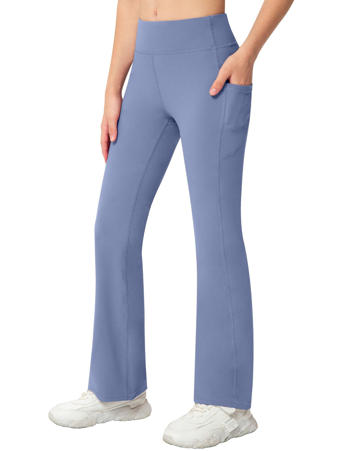 NORMOV Girls Flare Yoga Pants with Pockets,Bell Bottom Wide Leg Athletic Leggings for Teen Kids5-15 Years Old