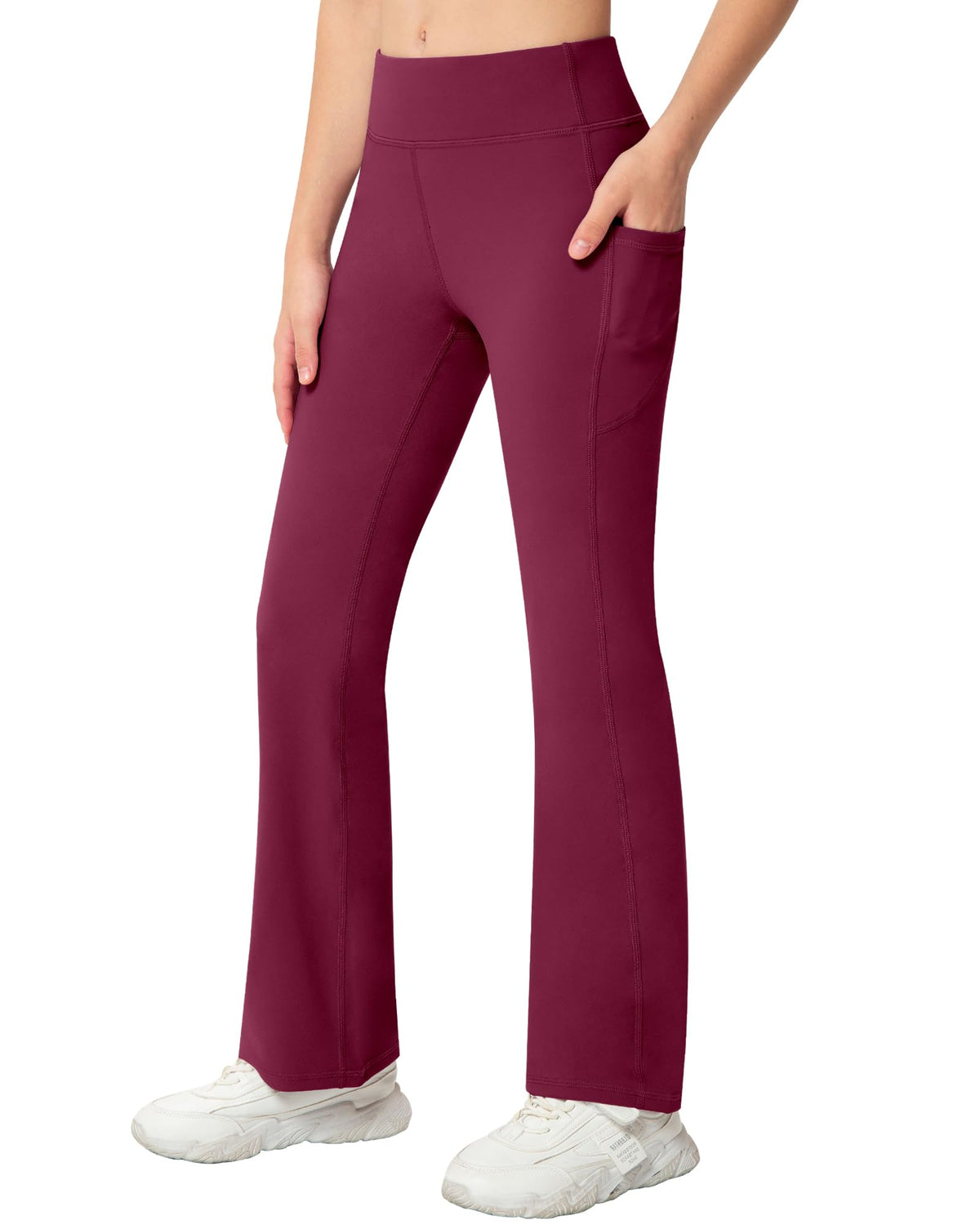 NORMOV Girls Flare Yoga Pants with Pockets,Bell Bottom Wide Leg Athletic Leggings for Teen Kids5-15 Years Old