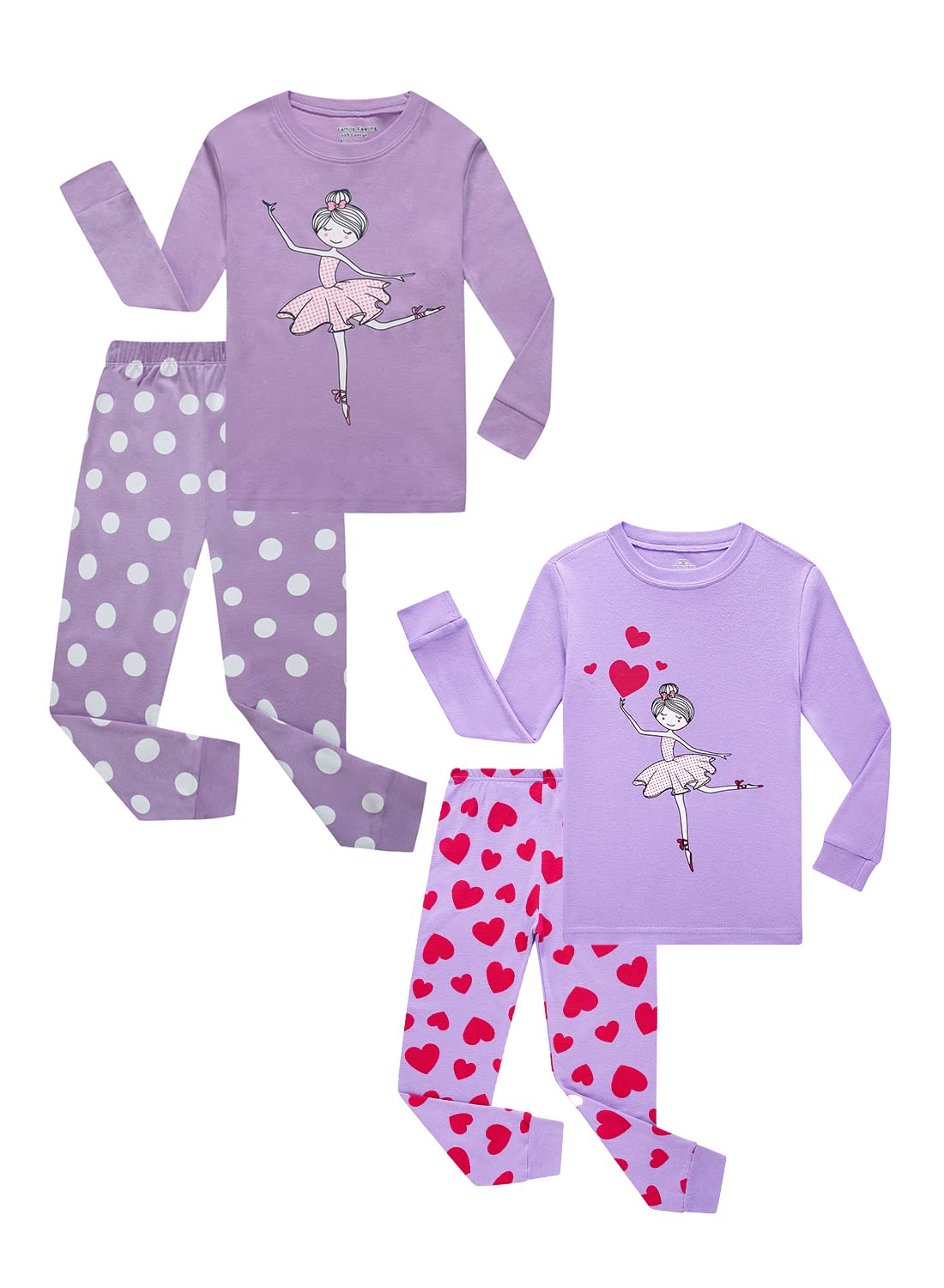 Family Feeling Kids & Toddler Girls Boys Pajamas 2 Piece Pjs Set 100% Cotton Sleepwear