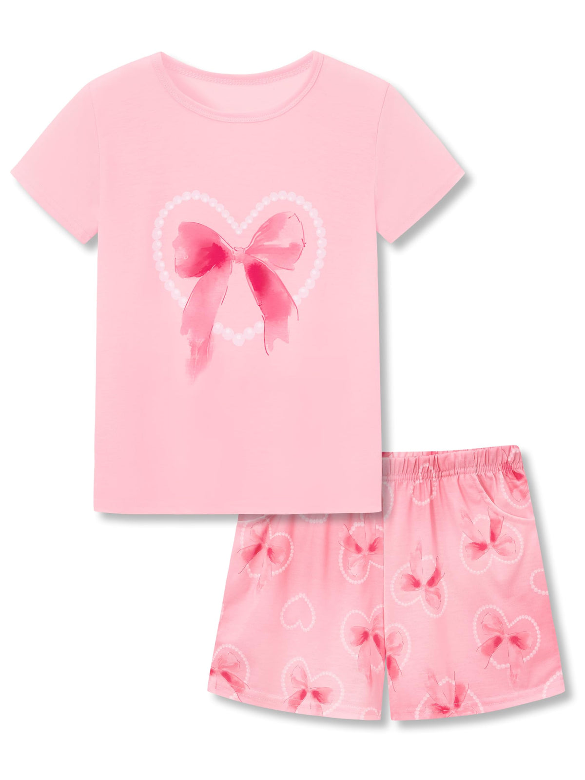 Beezizac Girls Pajamas Neon Tie Dye Spiral Capybara Smiling Face Print T-shirt & Shorts 2-Piece Soft PJ Set Size 6-18
