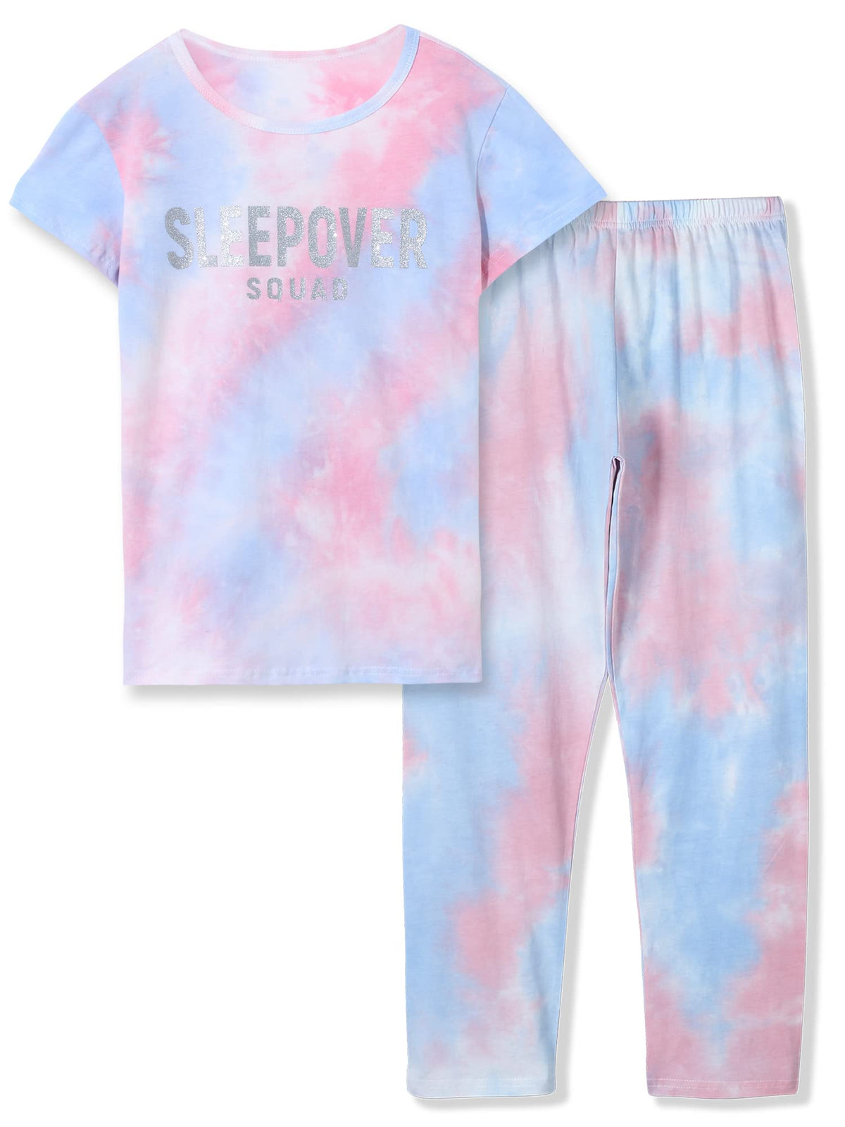 Beezizac Girls' 100% Cotton Pajama Set, Tie-Dye with Various Prints, 4T–18