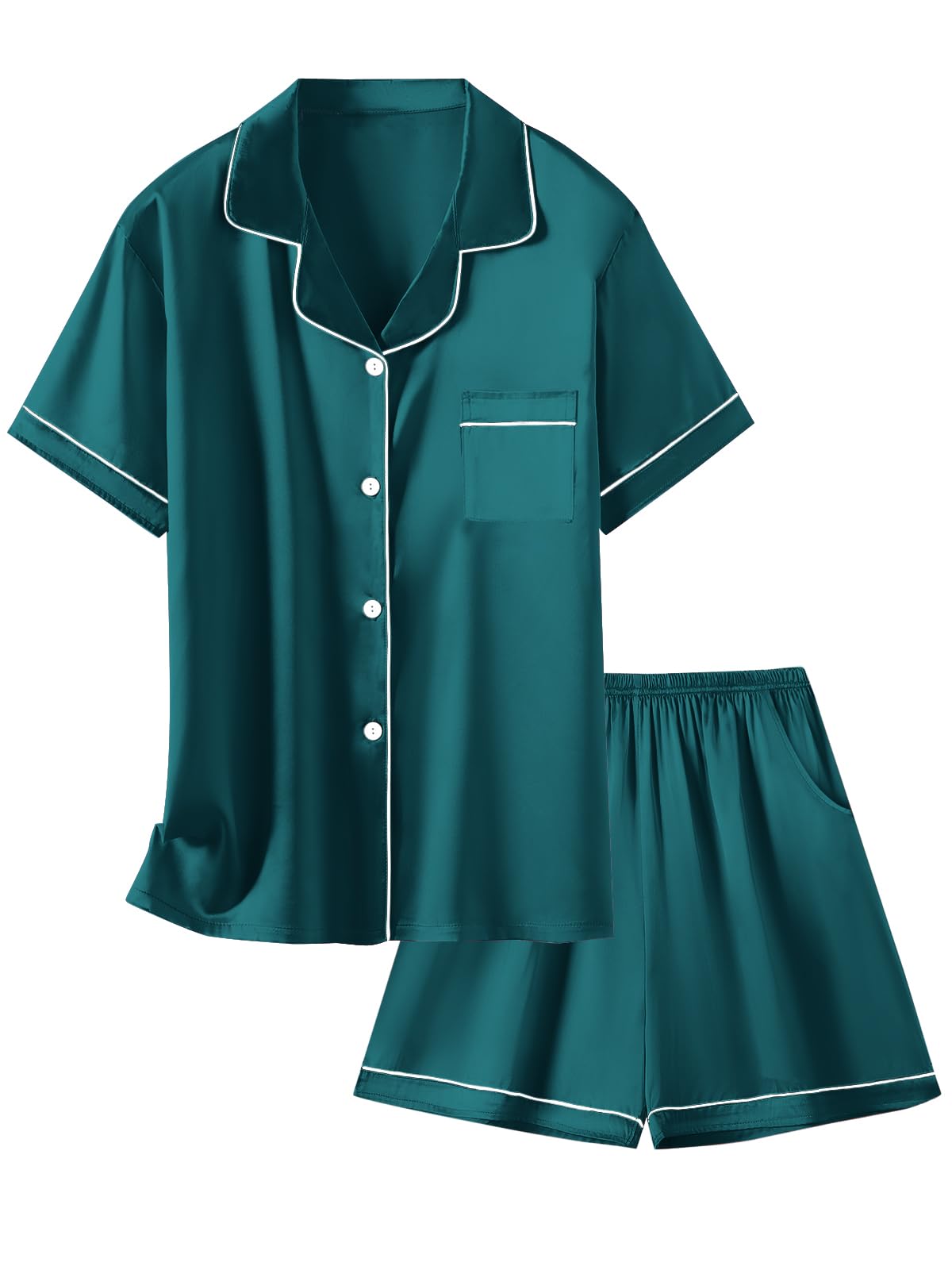 Girls & Womens Satin Pajamas Set, Silk Button-Down Sleepwear 2 Piece Nightwear, 3 Years - Women XXL