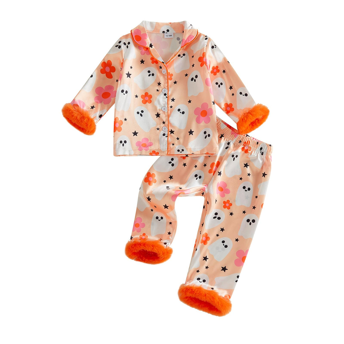 Kuriozud Kids Toddler Girl Pajamas Fuzzy Trim Button Down Shirt Pants 1-7Y