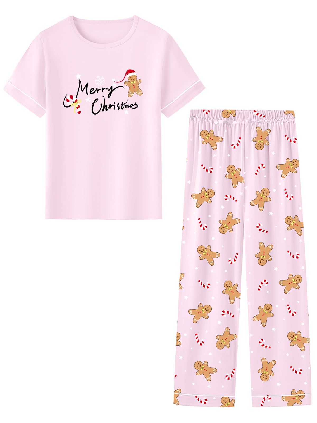 Umeyda Girls Pajamas 2PCS Short Sleeve Top & Pants 100% Cotton Pjs Sets Loungewear for Kids Age 5-14 Years