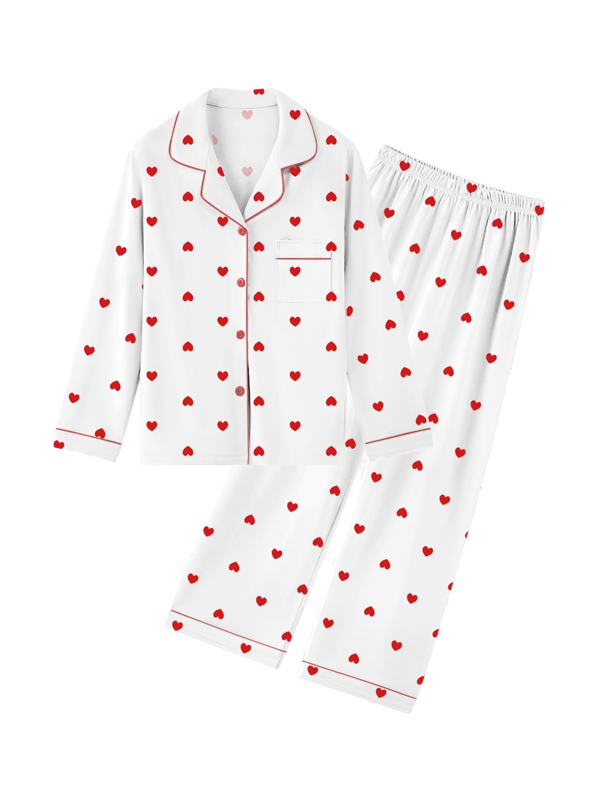 QZH.DUAO Girls Women Pajamas Set Cotton Long Sleeve Top Pjs 5Years-L