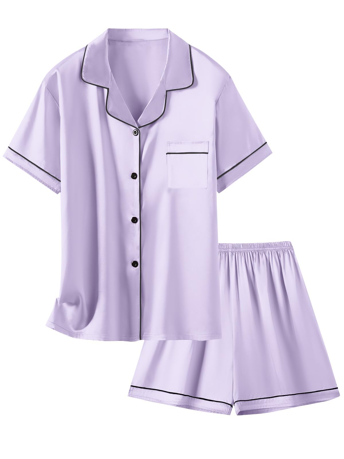 Girls & Womens Satin Pajamas Set, Silk Button-Down Sleepwear 2 Piece Nightwear, 3 Years - Women XXL