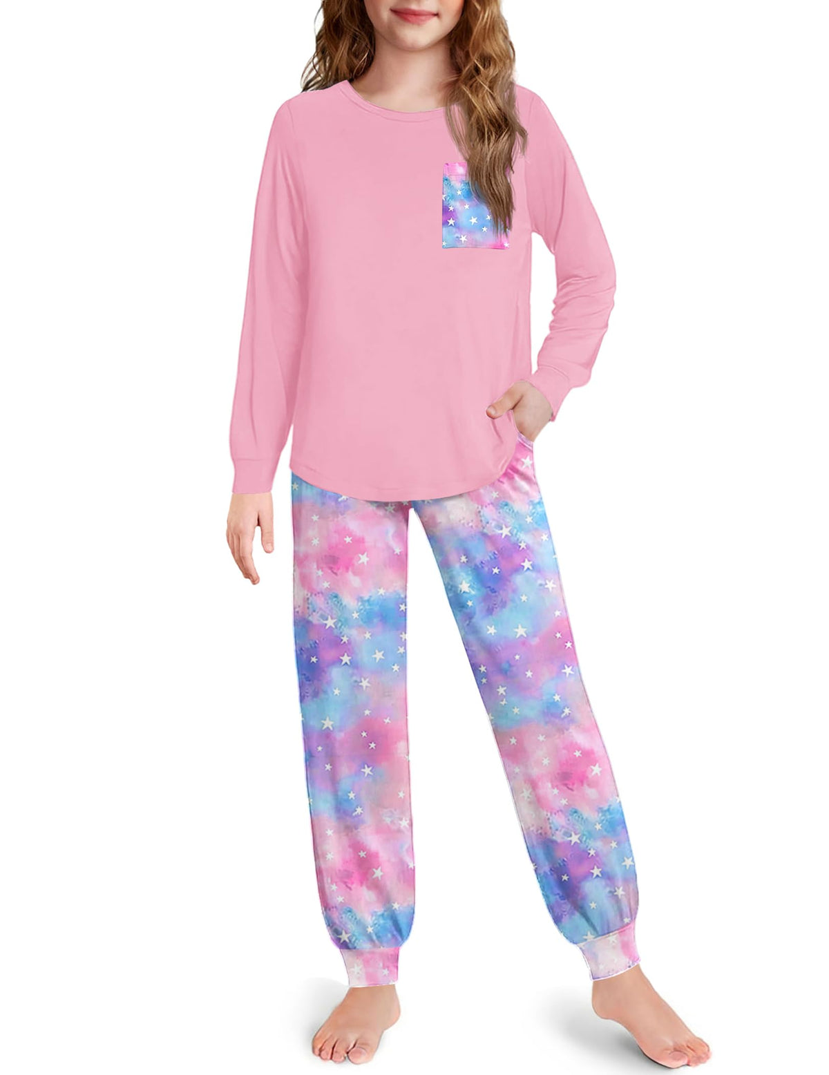 Arshiner Pajamas for Girls Long Sleeve Pjs Set Soft Ankle Cuff Sleepwear