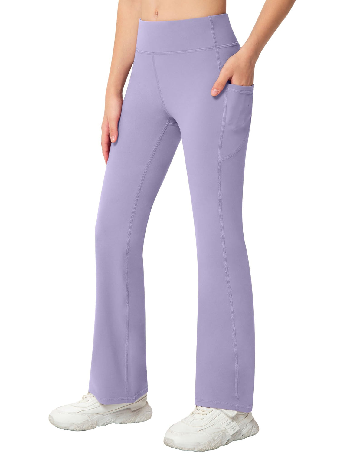 NORMOV Girls Flare Yoga Pants with Pockets,Bell Bottom Wide Leg Athletic Leggings for Teen Kids5-15 Years Old