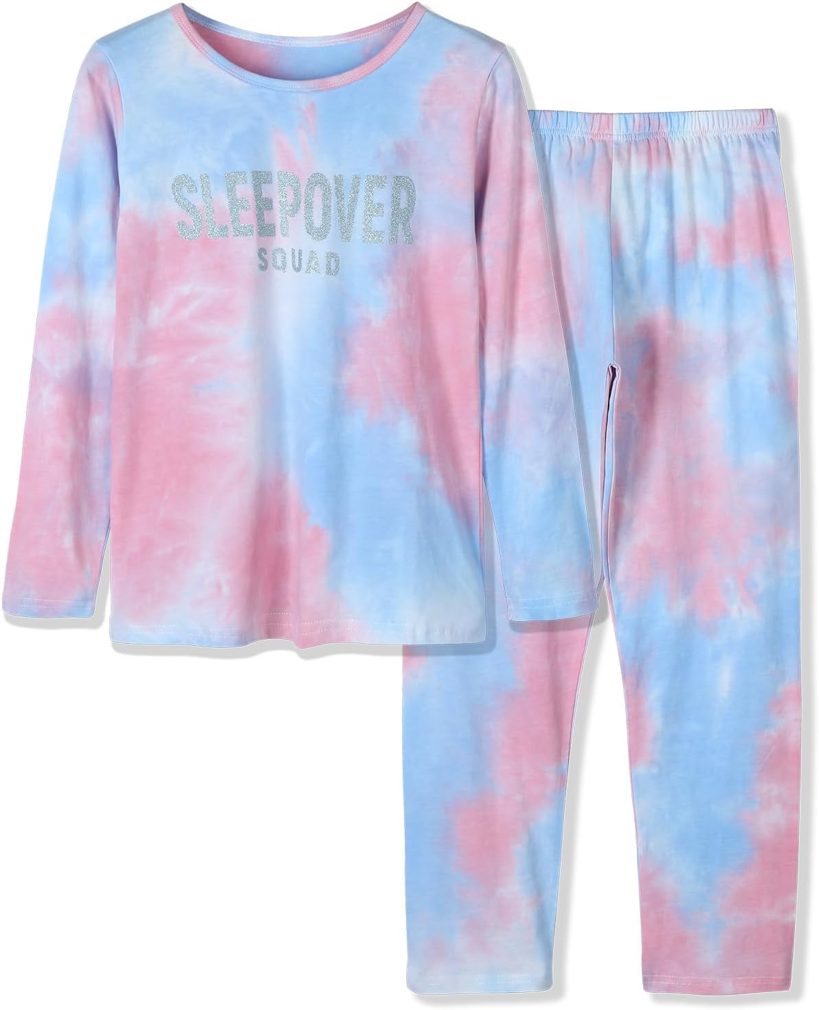 Beezizac Girls' 100% Cotton Pajama Set, Tie-Dye with Various Prints, 4T–18