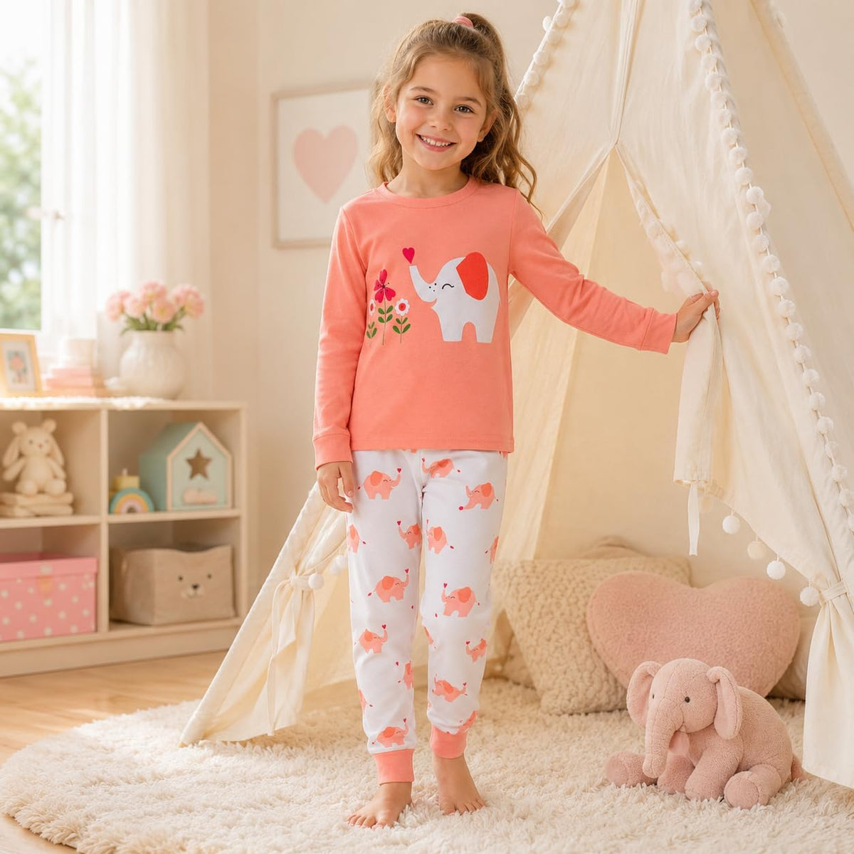 Popshion Little Girls Mermaid Pajamas 2 Piece Set 100% Cotton Sleepwear Toddler Clothes for Kids Baby Ladybug Style PJs