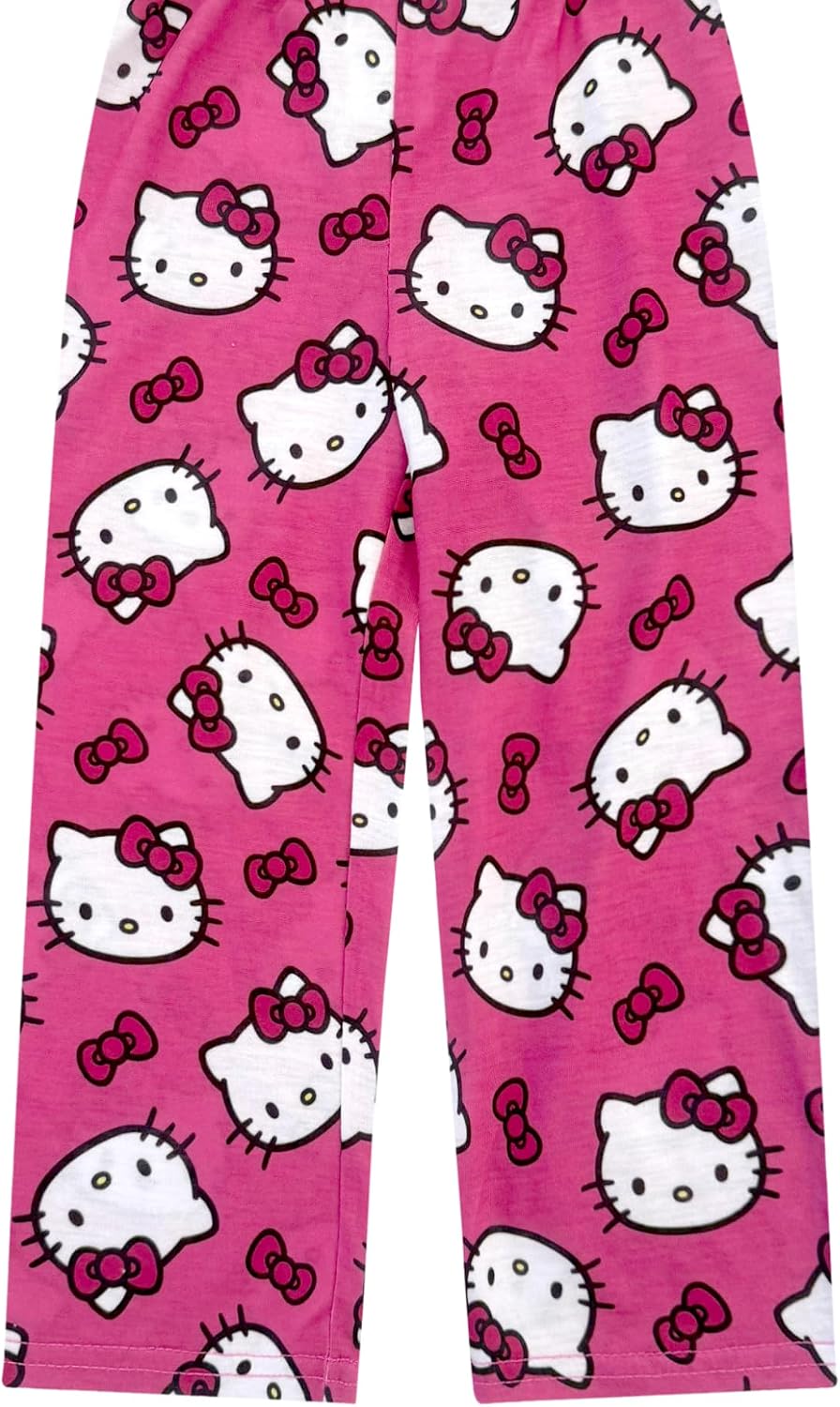 Hello Kitty Girls Pajama Pants and Sleep Shirt Sets 4 Piece PJ Top and Bottom Sleepwear Set for Girls Pajamas for Kids