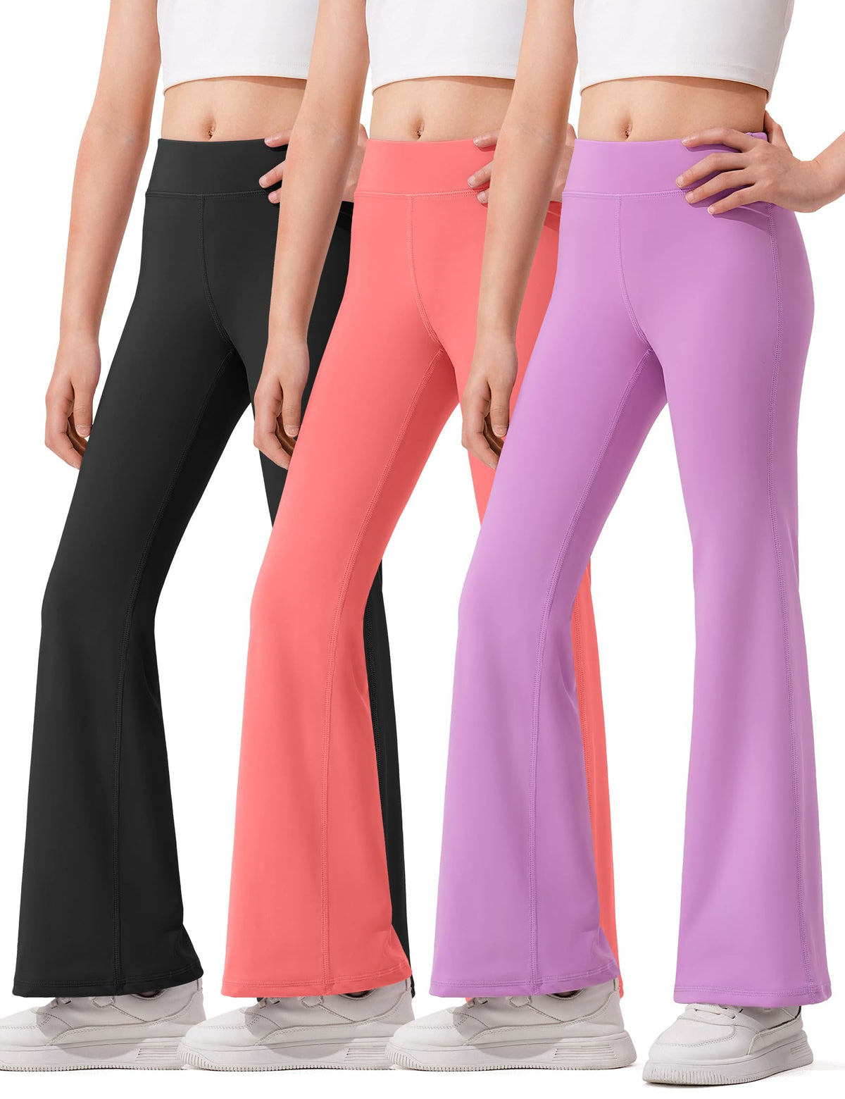 HASMES 3 Pack Girls Flare Leggings Kids Bell Bottom Dance Yoga Pants